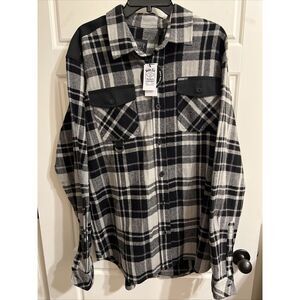 Born Fly Men's Flannel Shirt Sz 2xL Black/Gray‎ Print